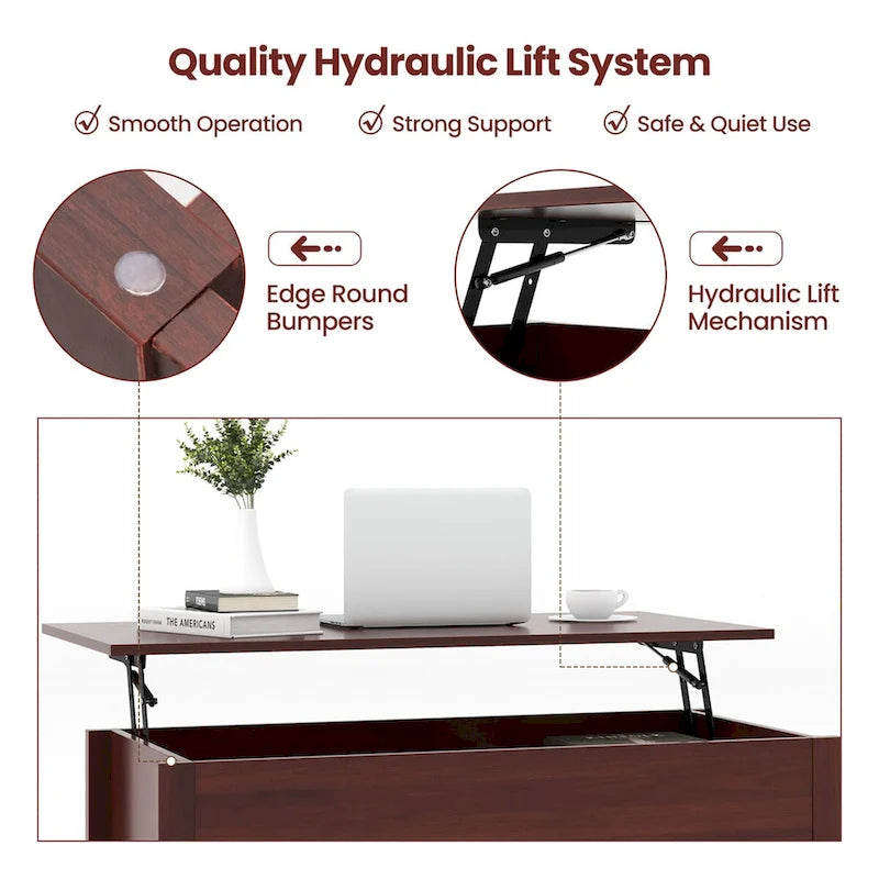 CCostway Coffee Table mit Hebefunktion und verstecktem Fach - Siehe Details