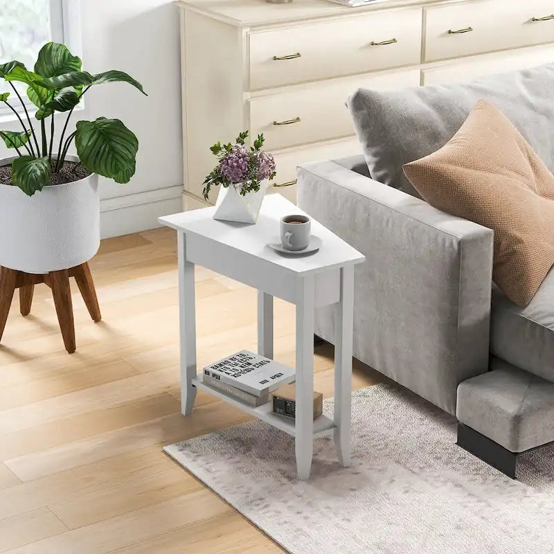 Gymax 2-stöckiger Beistelltisch, unregelmäßig, schmal, Sofa-Nachttisch mit