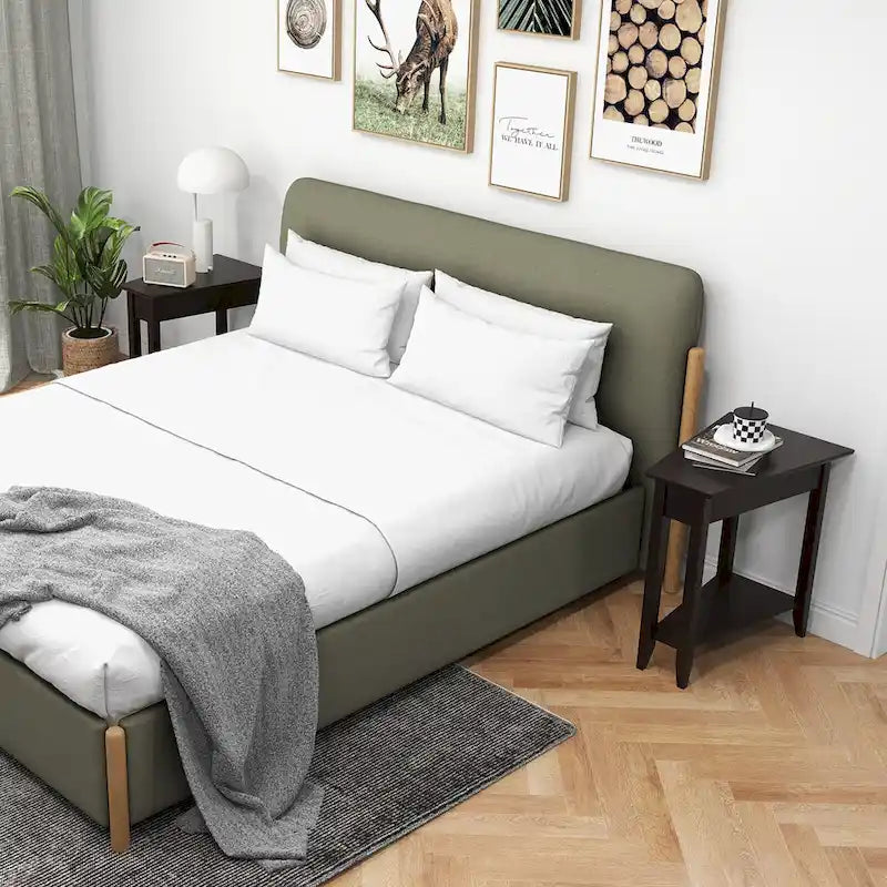 Gymax 2-stöckiger Beistelltisch, unregelmäßig, schmal, Sofa-Nachttisch mit