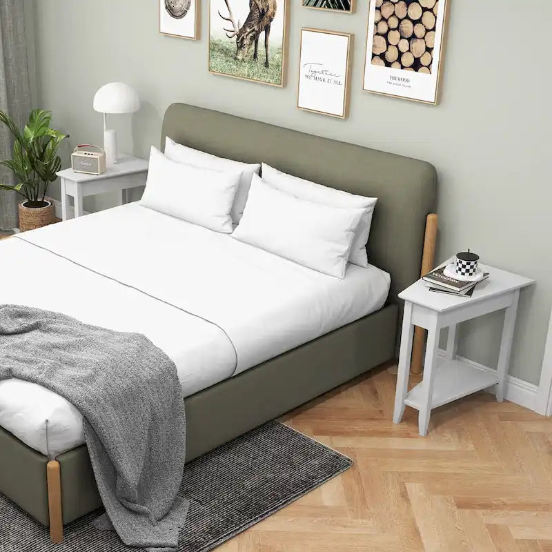 Gymax 2-stöckiger Beistelltisch, unregelmäßig, schmal, Sofa-Nachttisch mit