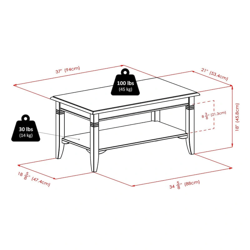 Nolan Couchtisch, Cappuccino – 94B x 53T x 46H