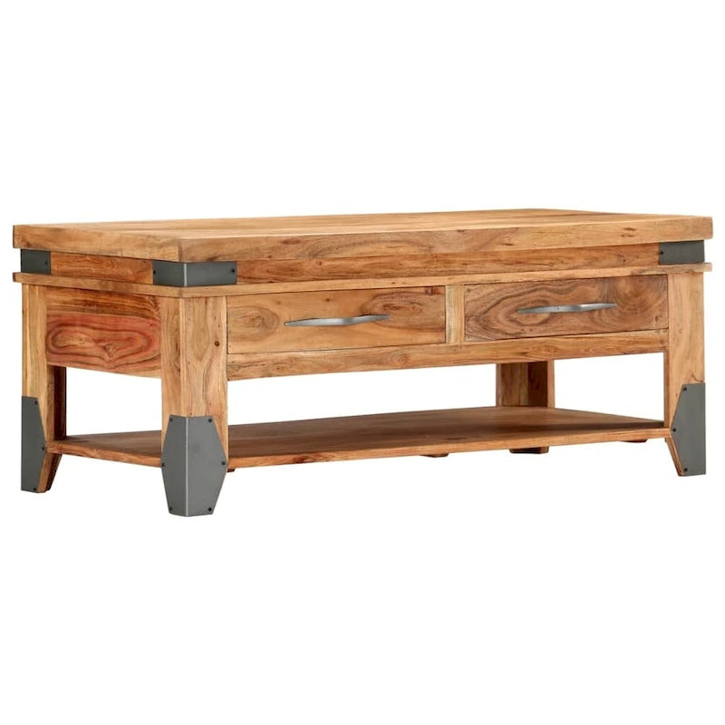 vidaXL Couchtisch 110x52x45 cm Akazie Massivholz - 43.3 x 20.5 x 17.7