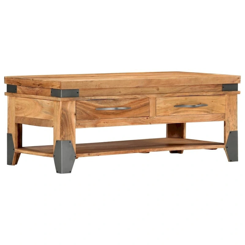 vidaXL Couchtisch 110x52x45 cm Akazie Massivholz - 43.3 x 20.5 x 17.7
