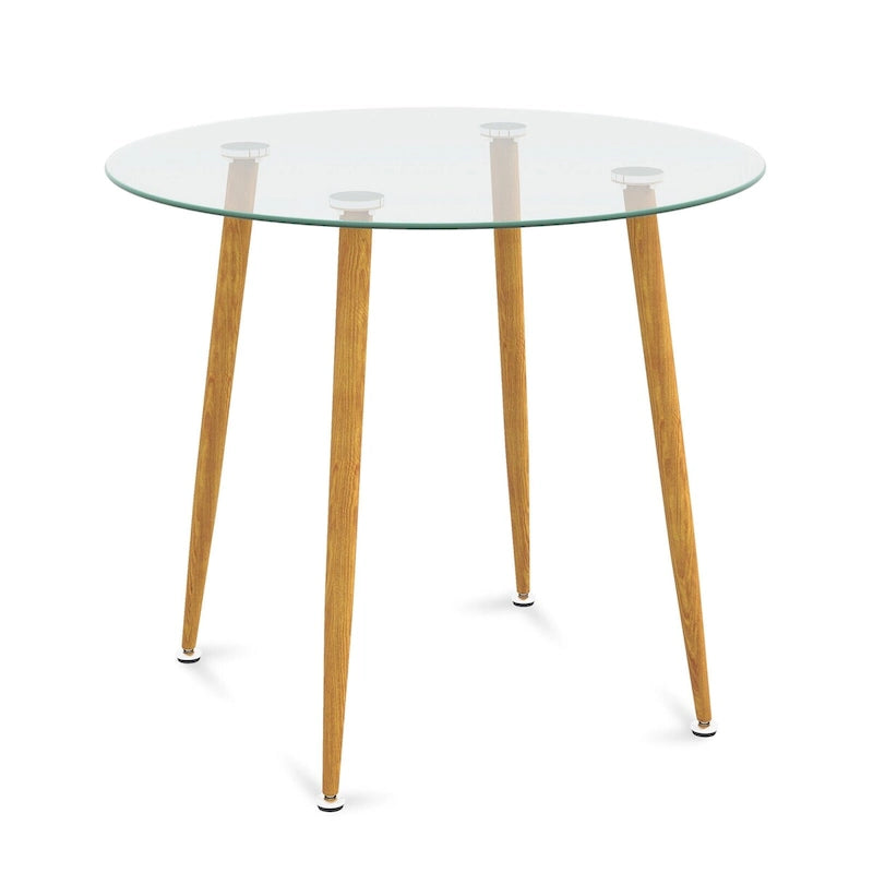 Gymax Couchtisch Rund Glastisch Esstisch mit Metallbeinen