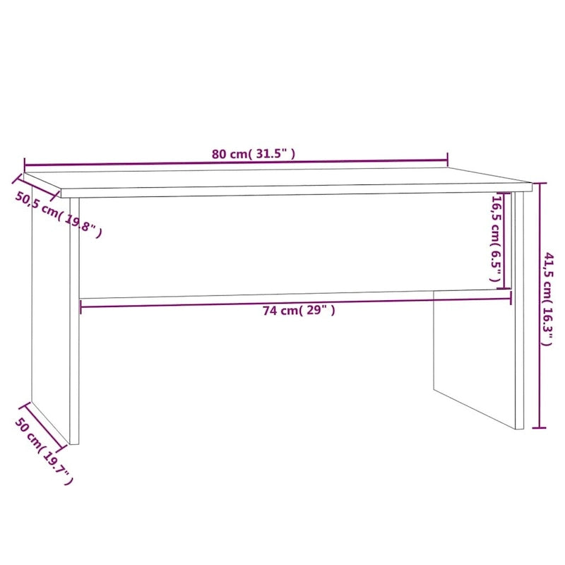 vidaXL Couchtisch mit Hebeplatte Beistelltisch Akzent-Sofatisch Holzwerkstoff - 80 x 50,5 x 41,5 cm