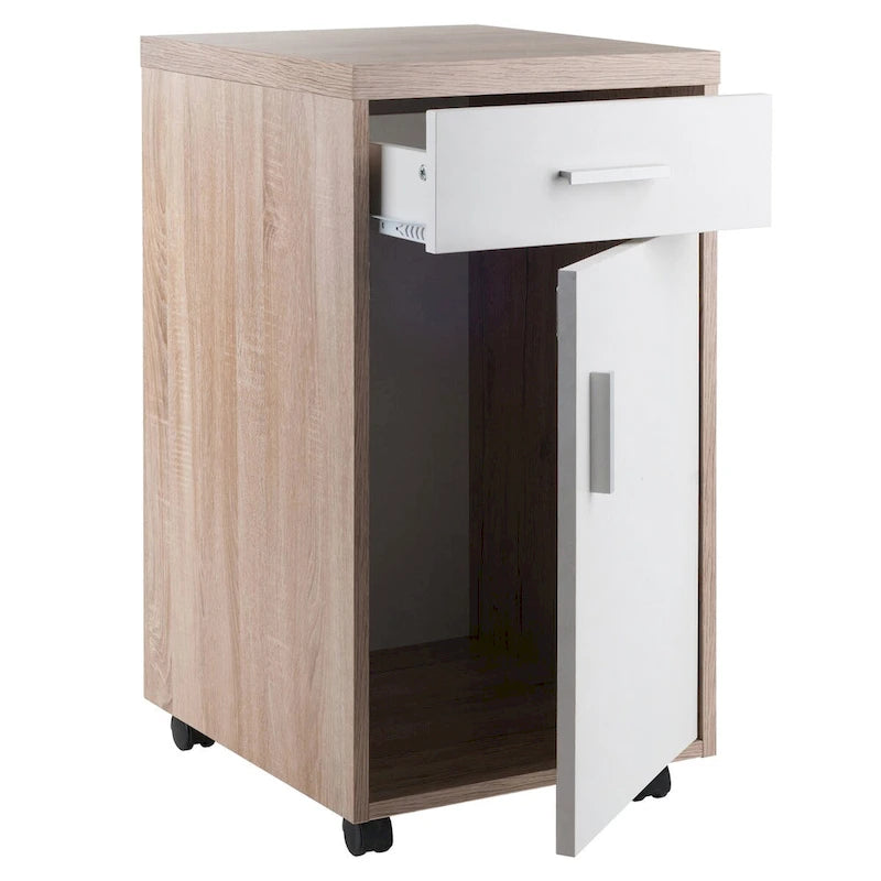 Kenner Aufbewahrungsschrank, 1 Schublade, Altholz und Weiß – 39,4 cm B x 45,75 cm T x 73,1 cm H