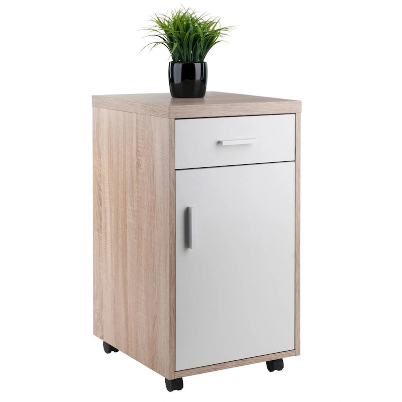 Kenner Aufbewahrungsschrank, 1 Schublade, Altholz und Weiß – 39,4 cm B x 45,75 cm T x 73,1 cm H