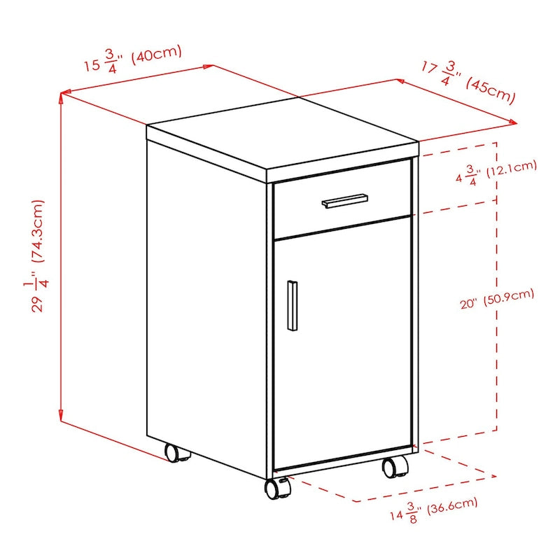 Kenner Aufbewahrungsschrank, 1 Schublade, Altholz und Weiß – 39,4 cm B x 45,75 cm T x 73,1 cm H