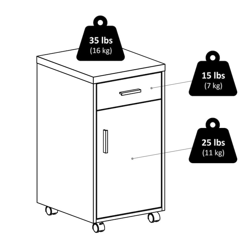 Kenner Aufbewahrungsschrank, 1 Schublade, Altholz und Weiß – 39,4 cm B x 45,75 cm T x 73,1 cm H