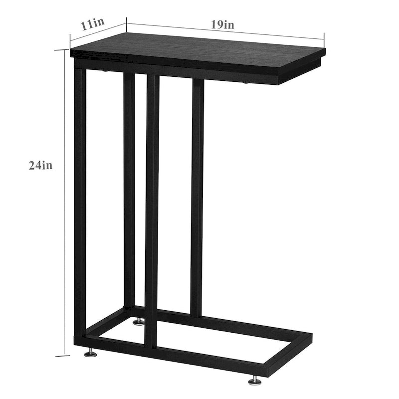 VECELO C-förmiger Beistelltisch Kleiner Sofatisch C-förmiger Ablagetisch Nachttisch mit Metallrahmen 2er-Set