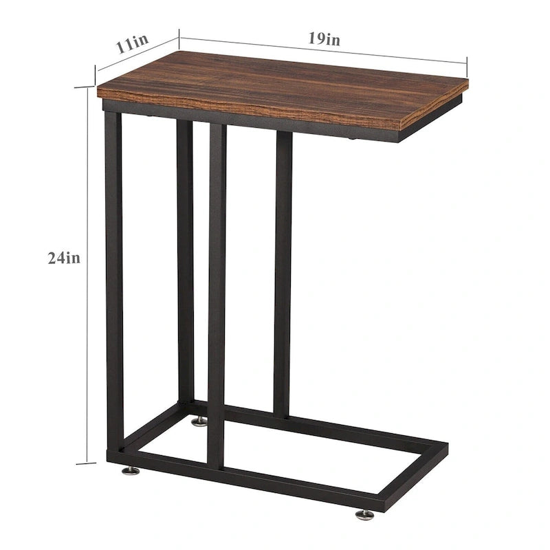 VECELO C-förmiger Beistelltisch Kleiner Sofatisch C-förmiger Ablagetisch Nachttisch mit Metallrahmen 2er-Set