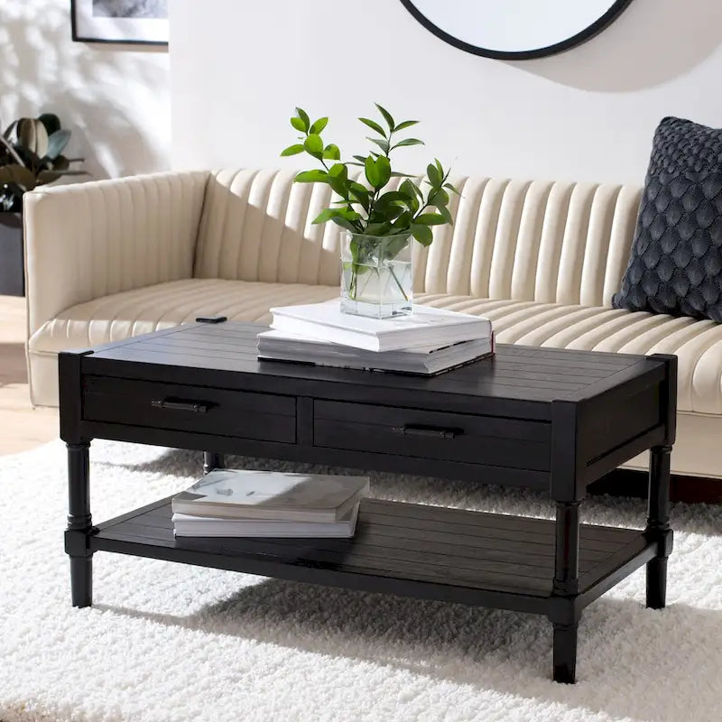 SAFAVIEH Alene Couchtisch mit 2 Schubladen und Ablage – 96 B x 48,2 L x 48,2 H cm – 96Bx48Tx48H