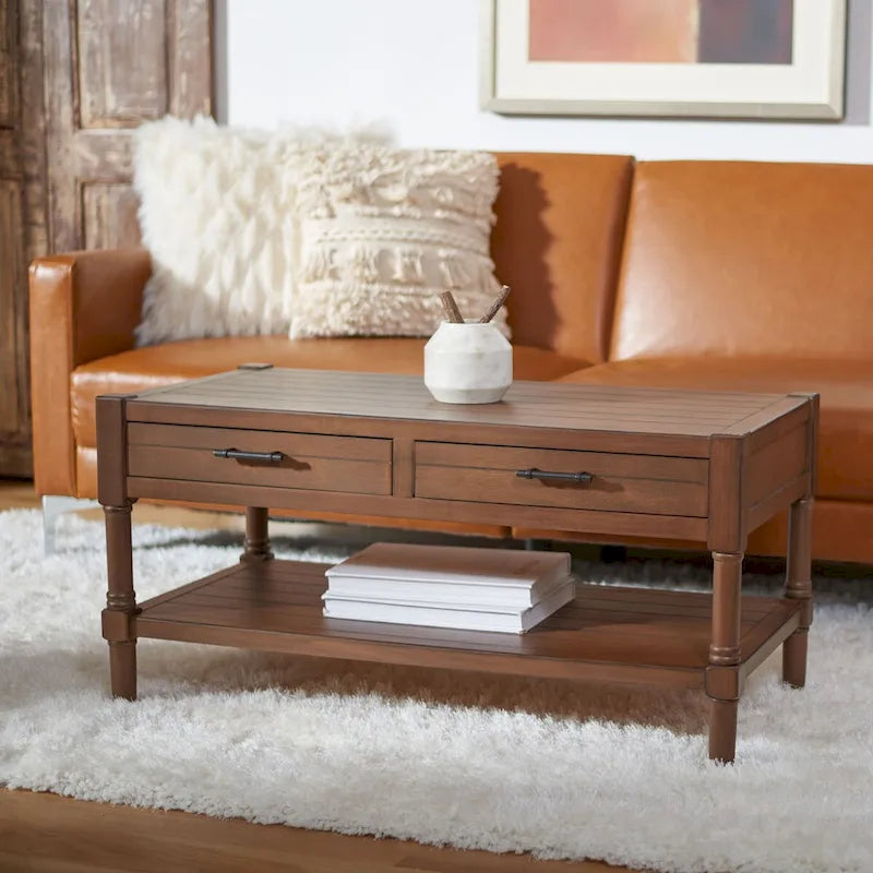 SAFAVIEH Alene Couchtisch mit 2 Schubladen und Ablage – 96 B x 48,2 L x 48,2 H cm – 96Bx48Tx48H