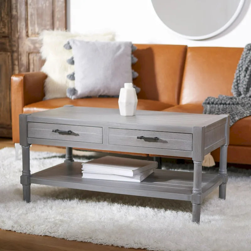 SAFAVIEH Alene Couchtisch mit 2 Schubladen und Ablage – 96 B x 48,2 L x 48,2 H cm – 96Bx48Tx48H