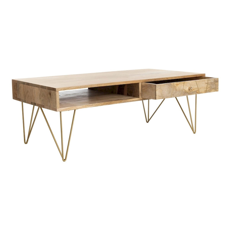 SAFAVIEH Nilgun Couchtisch für Wohnzimmer, 1 Schublade, 1 Ablage – 43 B x 21,6 T x 16 H – 43Bx22Tx16H