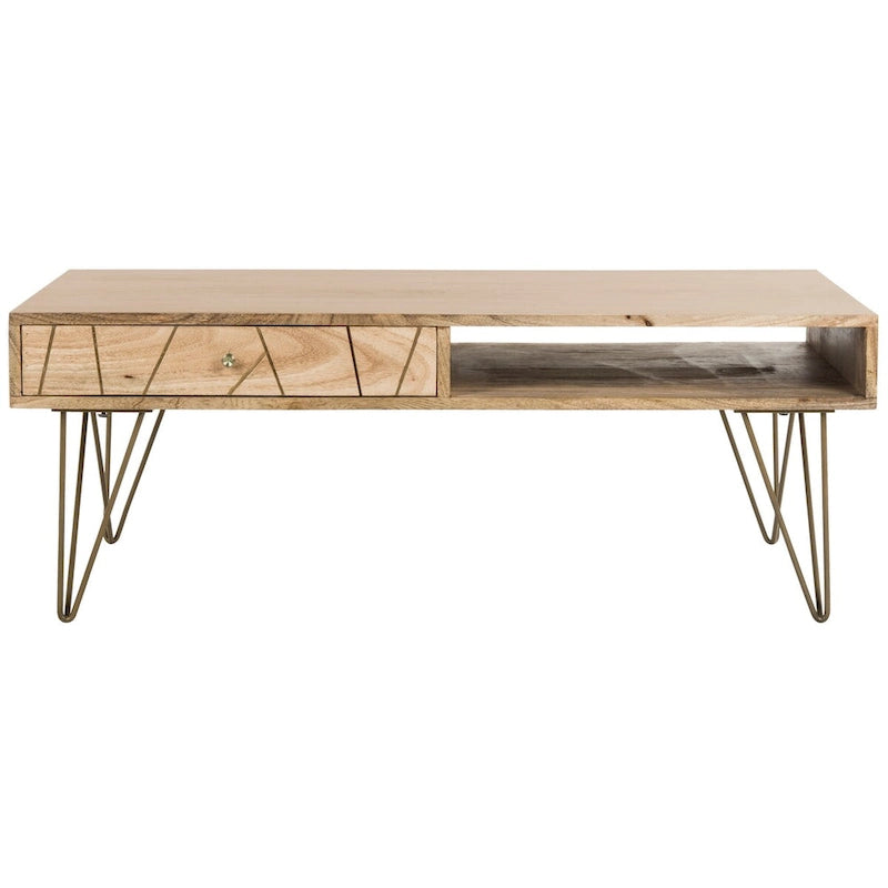 SAFAVIEH Nilgun Couchtisch für Wohnzimmer, 1 Schublade, 1 Ablage – 43 B x 21,6 T x 16 H – 43Bx22Tx16H