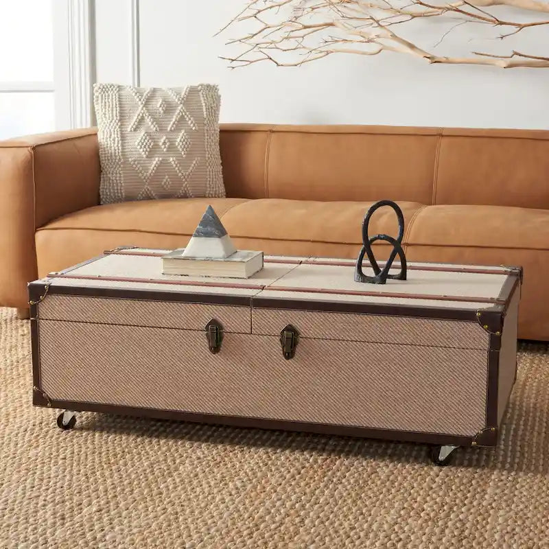 SAFAVIEH Terese Couchtisch Aufbewahrungstruhe mit Weinregal – 119,9 cm B x 59,9 cm L x 39,1 cm H – 47Bx24Tx15H