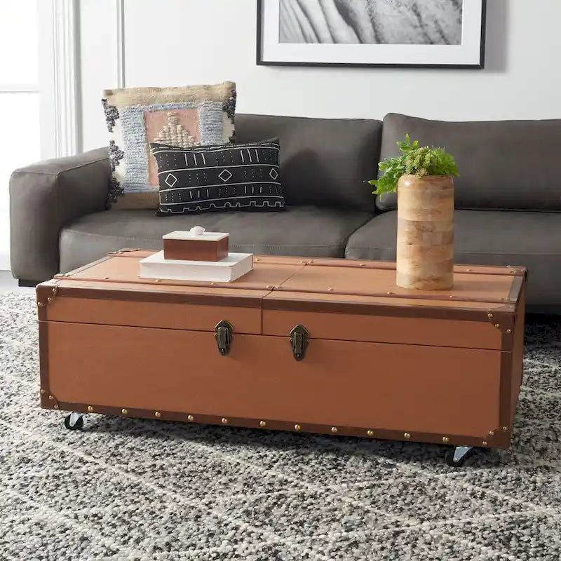 SAFAVIEH Terese Couchtisch Aufbewahrungstruhe mit Weinregal – 119,9 cm B x 59,9 cm L x 39,1 cm H – 47Bx24Tx15H