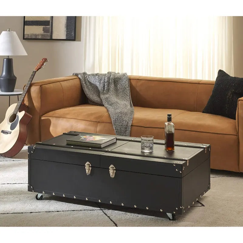 SAFAVIEH Terese Couchtisch Aufbewahrungstruhe mit Weinregal – 119,9 cm B x 59,9 cm L x 39,1 cm H – 47Bx24Tx15H