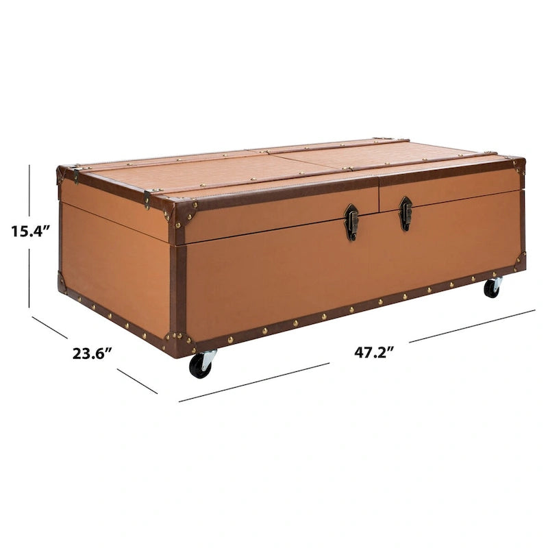 SAFAVIEH Terese Couchtisch Aufbewahrungstruhe mit Weinregal – 119,9 cm B x 59,9 cm L x 39,1 cm H – 47Bx24Tx15H