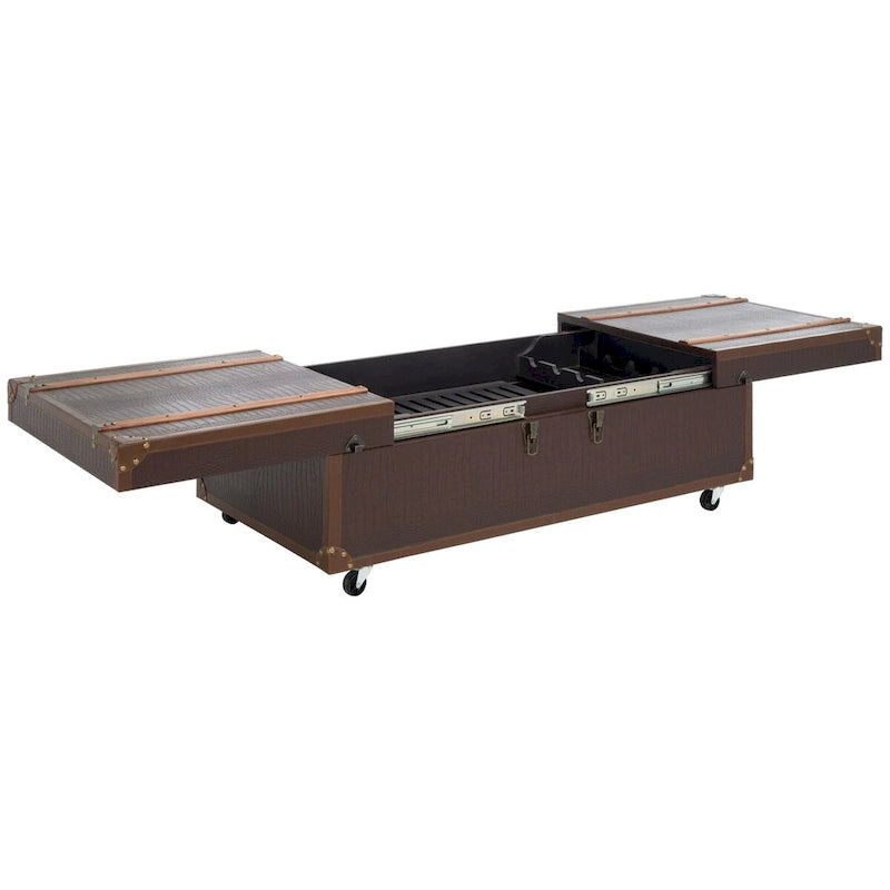 SAFAVIEH Terese Couchtisch Aufbewahrungstruhe mit Weinregal – 119,9 cm B x 59,9 cm L x 39,1 cm H – 47Bx24Tx15H
