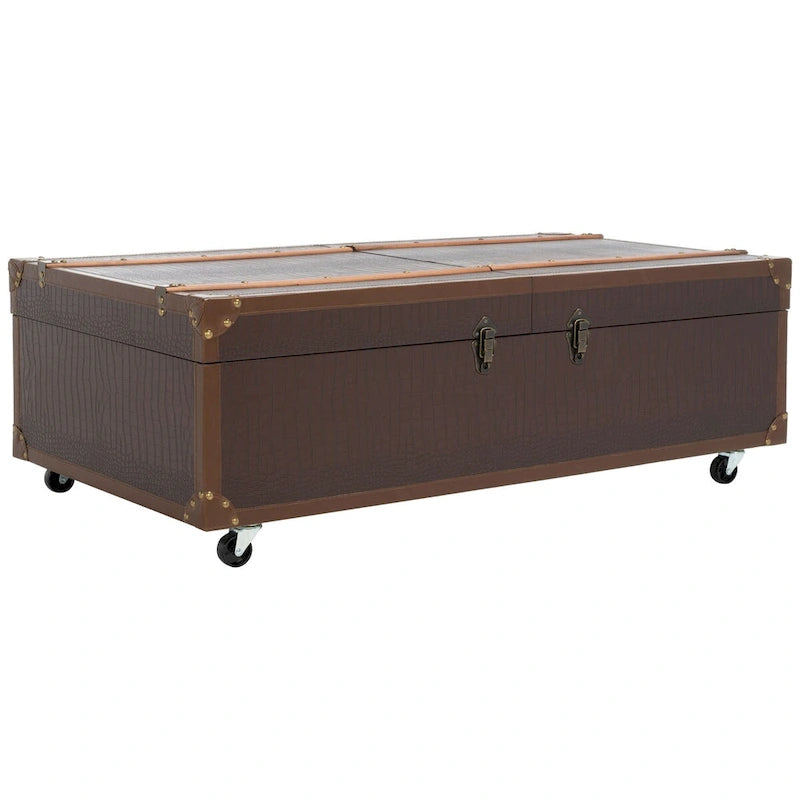 SAFAVIEH Terese Couchtisch Aufbewahrungstruhe mit Weinregal – 119,9 cm B x 59,9 cm L x 39,1 cm H – 47Bx24Tx15H