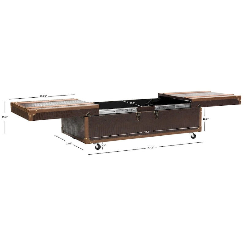 SAFAVIEH Terese Couchtisch Aufbewahrungstruhe mit Weinregal – 119,9 cm B x 59,9 cm L x 39,1 cm H – 47Bx24Tx15H