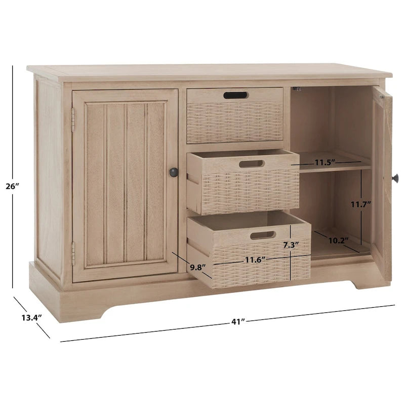 SAFAVIEH Cilla Kommode mit 2 Schubladen und 3 herausnehmbaren Körben – 101,1 B x 31,8 L x 74,9 H cm – 104Bx33Dx66H cm