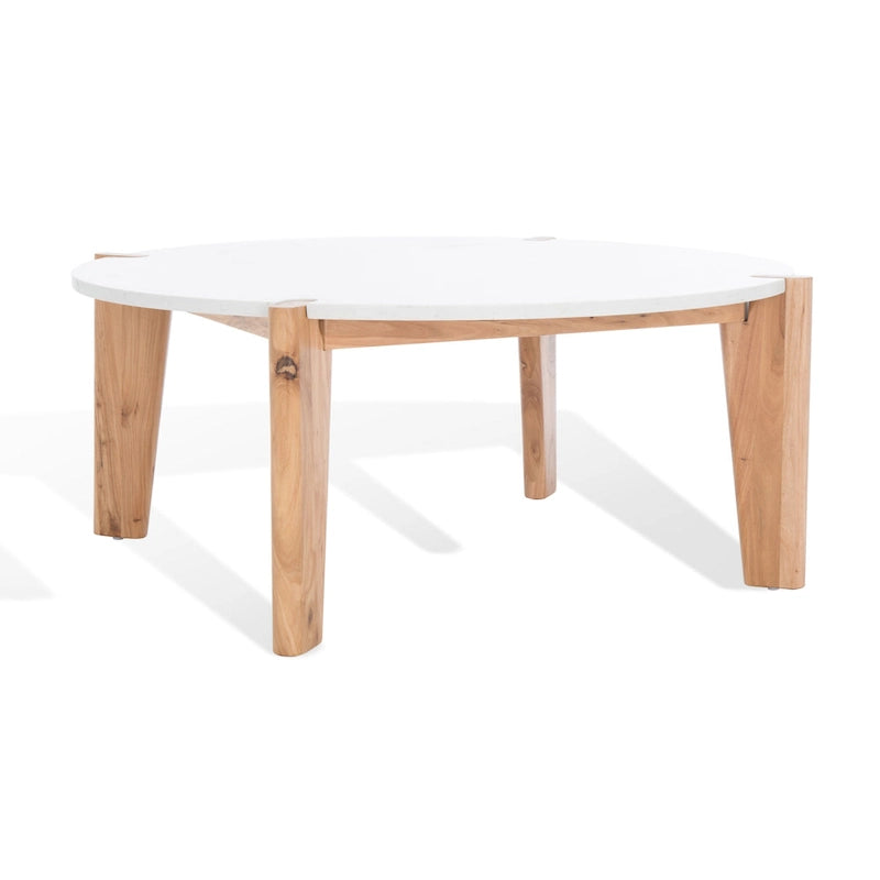 SAFAVIEH Couture Sarma runder Couchtisch mit Marmorplatte – 101,6 cm B x 101,6 cm T x 40,6 cm H – 101,6B x 101,6T x 40,6H