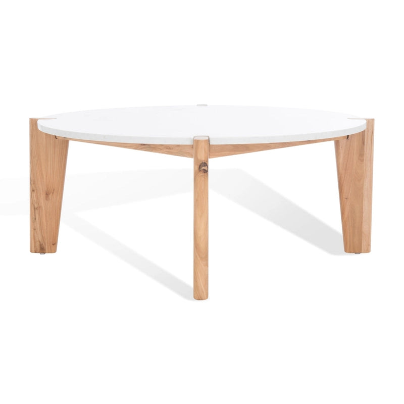 SAFAVIEH Couture Sarma runder Couchtisch mit Marmorplatte – 101,6 cm B x 101,6 cm T x 40,6 cm H – 101,6B x 101,6T x 40,6H