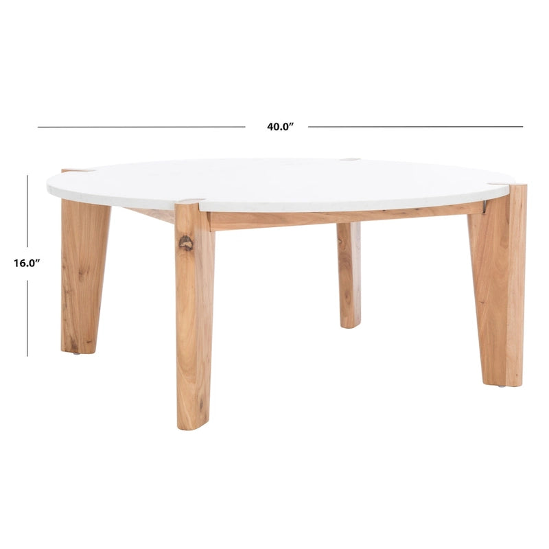 SAFAVIEH Couture Sarma runder Couchtisch mit Marmorplatte – 101,6 cm B x 101,6 cm T x 40,6 cm H – 101,6B x 101,6T x 40,6H