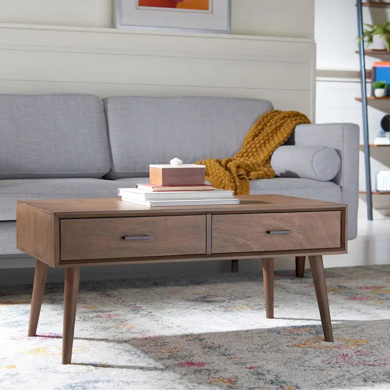 SAFAVIEH Sister Couchtisch mit 2 Schubladen im Mid-Century-Stil – 96 cm B x 48 cm L x 45 cm H – 97 B x 48 T x 46 H