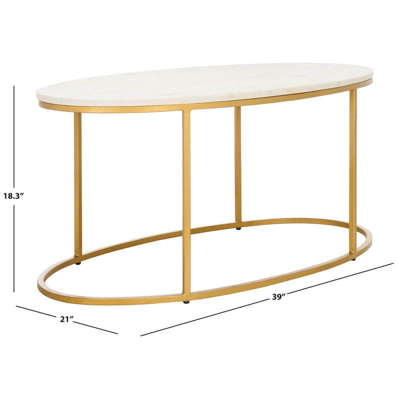 SAFAVIEH Florine Marmor-Couchtisch (vollständig montiert) – 99 cm B x 53 cm T x 46,5 cm H – 99Bx53Tx46H