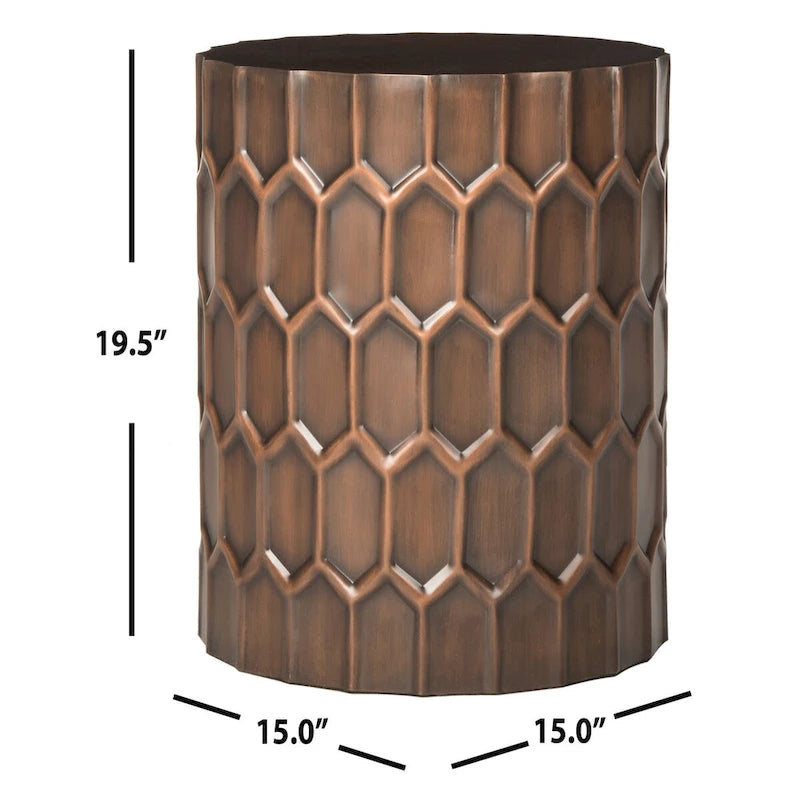 SAFAVIEH Thomasina Beistelltische aus antikem Kupfer - 15 x 15 x 19,5 - 15B x 15T x 20H