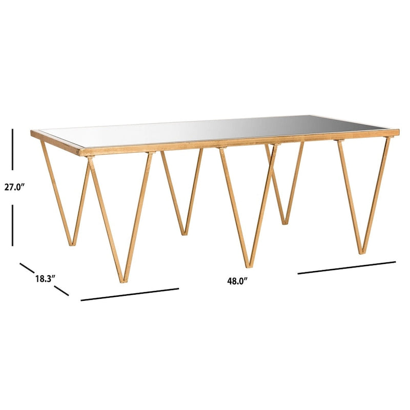 SAFAVIEH Armida Couchtisch, Antikgold-Finish – 121,92 x 46,48 x 68,58 cm – 121,92B x 46,48T x 68,58H