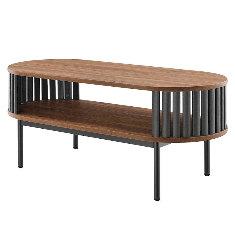 Collins moderner zweifarbiger ovaler Couchtisch aus Holz mit Ablage