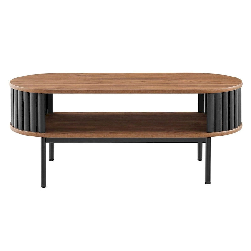 Collins moderner zweifarbiger ovaler Couchtisch aus Holz mit Ablage