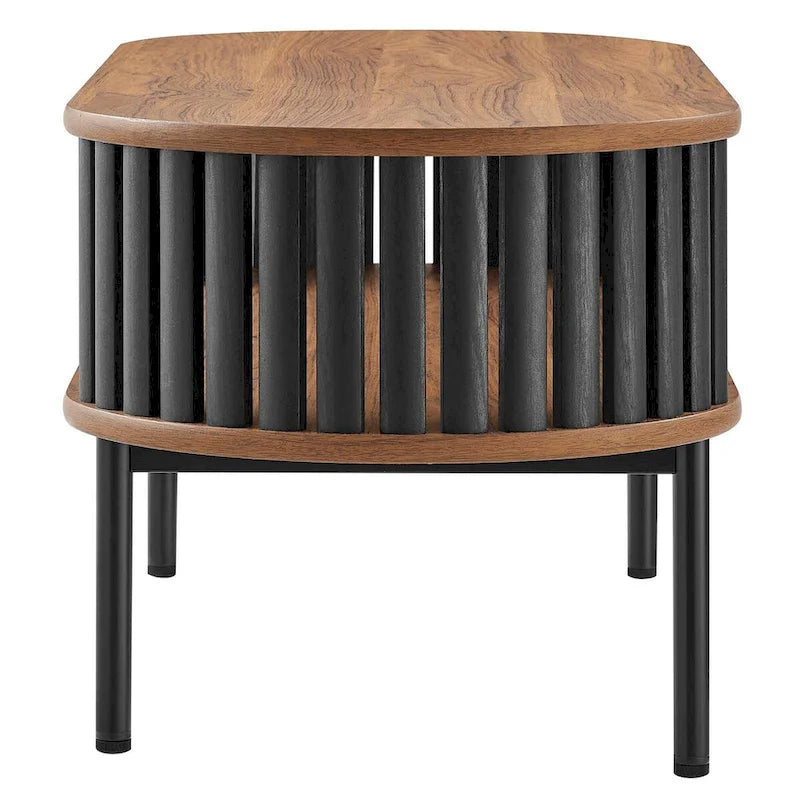 Collins moderner zweifarbiger ovaler Couchtisch aus Holz mit Ablage