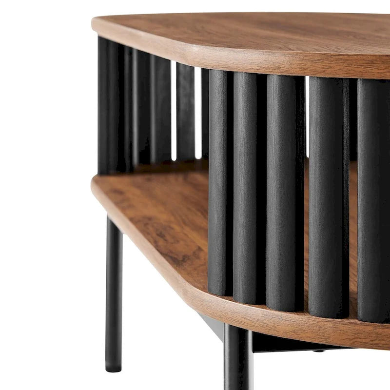 Collins moderner zweifarbiger ovaler Couchtisch aus Holz mit Ablage