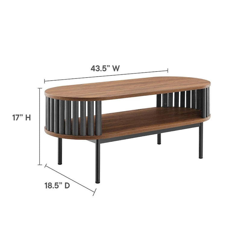 Collins moderner zweifarbiger ovaler Couchtisch aus Holz mit Ablage