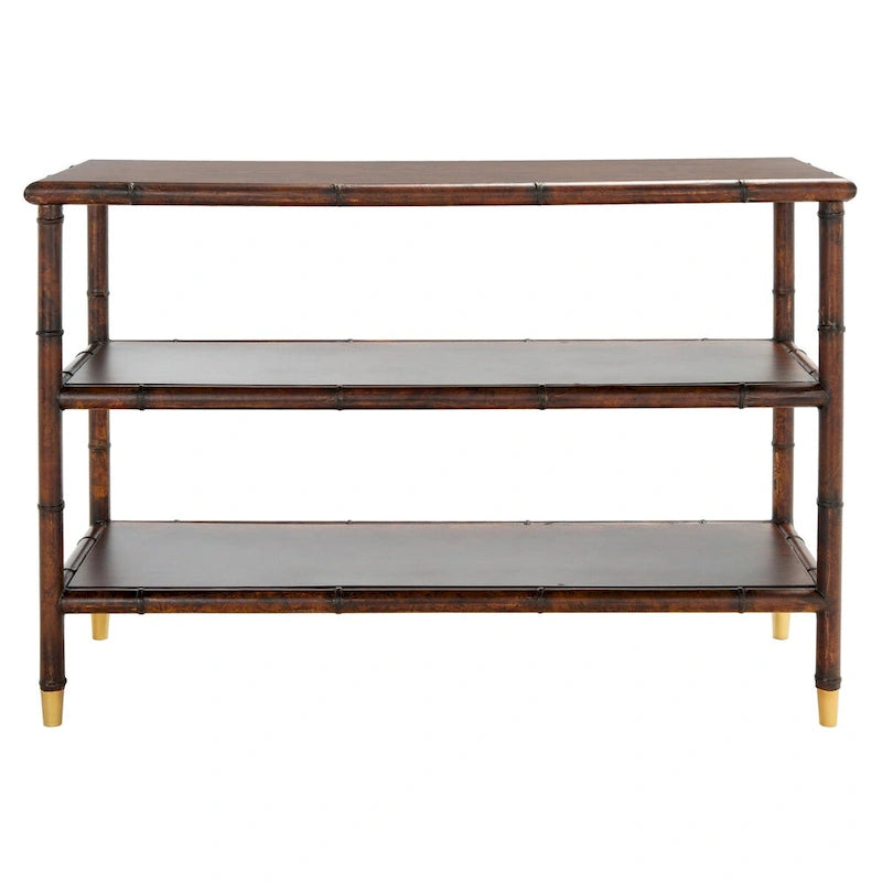 SAFAVIEH Francina Konsole mit 2 Ablagen, Dunkelbraun/Gold – 42 B x 15,8 L x 29 H – 42Bx16Tx29H