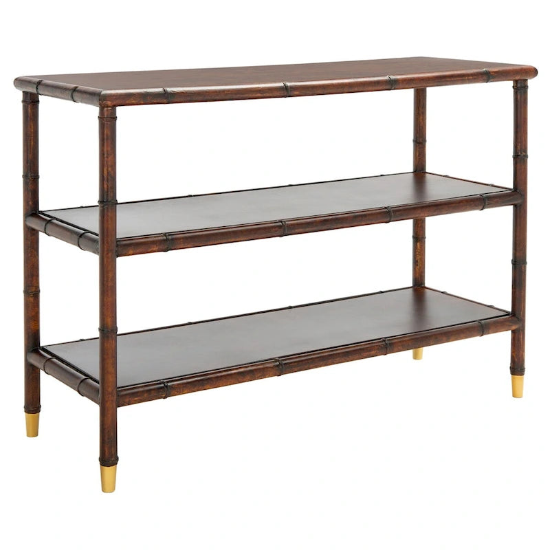 SAFAVIEH Francina Konsole mit 2 Ablagen, Dunkelbraun/Gold – 42 B x 15,8 L x 29 H – 42Bx16Tx29H