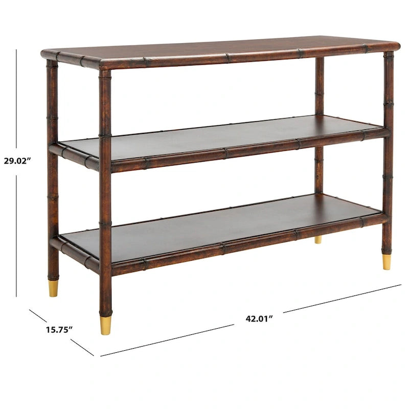 SAFAVIEH Francina Konsole mit 2 Ablagen, Dunkelbraun/Gold – 42 B x 15,8 L x 29 H – 42Bx16Tx29H
