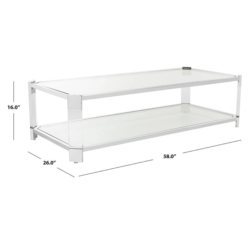 SAFAVIEH Couture Begoa Couchtisch aus Klarglas – 58 B x 26 L x 16 H – 58Bx26Tx16H