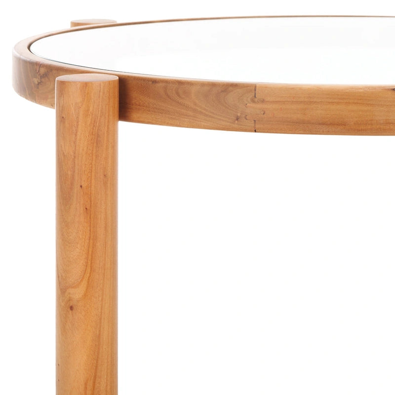 SAFAVIEH Couture Beistelltisch Alberdine aus Rattan/Glas – 58 cm B x 58 cm T x 61 cm H – 58B x 58T x 61H