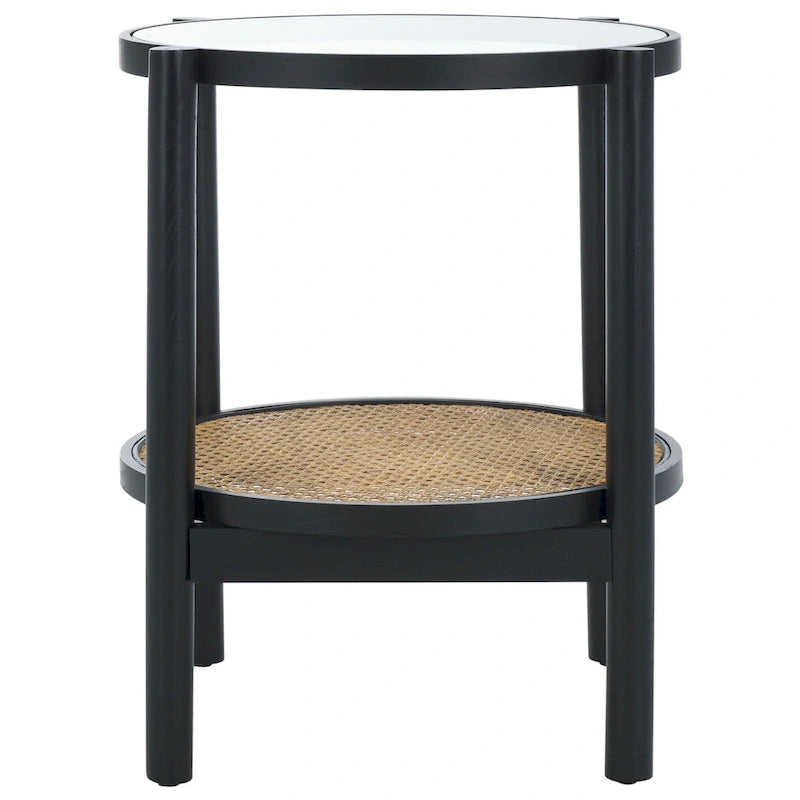SAFAVIEH Couture Beistelltisch Alberdine aus Rattan/Glas – 58 cm B x 58 cm T x 61 cm H – 58B x 58T x 61H