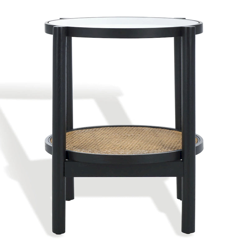 SAFAVIEH Couture Beistelltisch Alberdine aus Rattan/Glas – 58 cm B x 58 cm T x 61 cm H – 58B x 58T x 61H