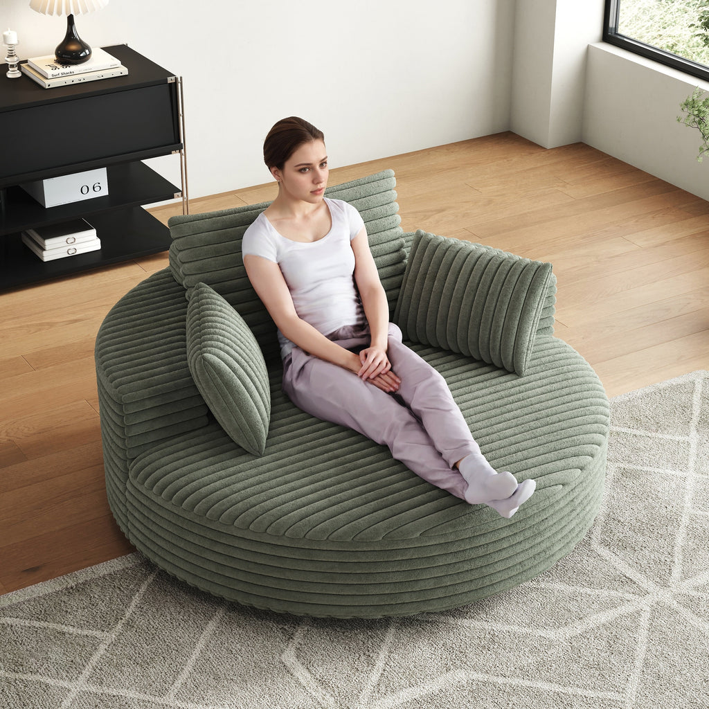 Einzelsessel aus Kord-Chenille-Schaumstoff, drehbar