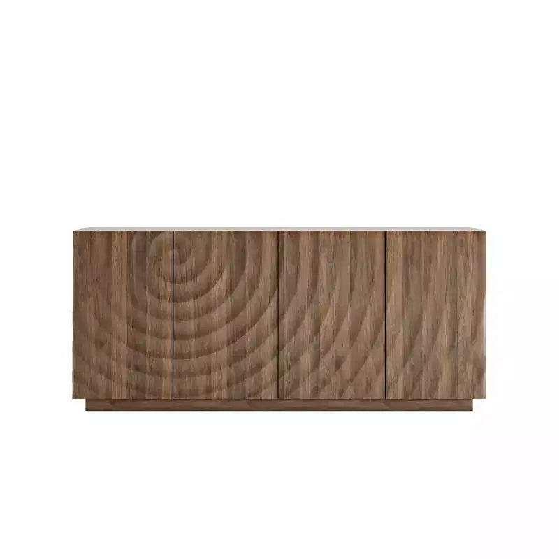 59 Modernes Spiral-Sideboard-Buffetschrank, flaches Kunst-Eingangs-Aufbewahrungsschrank mit 3D-Riffeltextur-Türen
