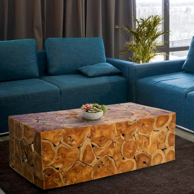 Chic Teak Rustikaler Akar-Couchtisch aus Teakholz